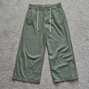 Old Navy Women's Olive Wide Leg Pants With Drawstring Detail